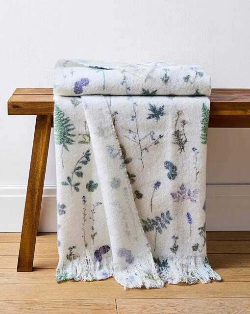 Pressed Leaf Printed Faux Mohair Throw Multi - JD Williams - Size: 120X150 - image 1