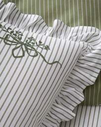 AT Frilled Embroidered Bow Stripe Duvet Green - Appletree - Size: DOUBLE - thumbnail 4