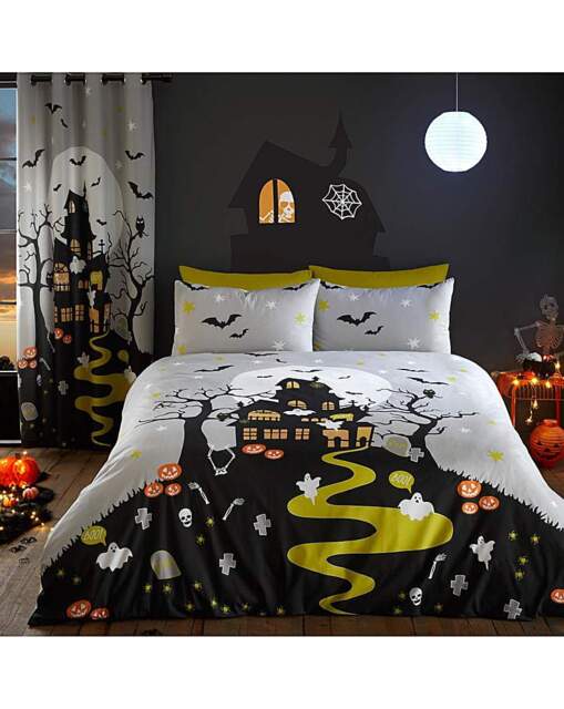 Kids Haunted House Duvet Set Grey Grey - Bedlam - Size: DOUBLE - image 1