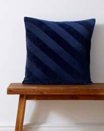 Striped Velvet Cushion Navy - JD Williams - Size: 45X45CM - thumbnail 1