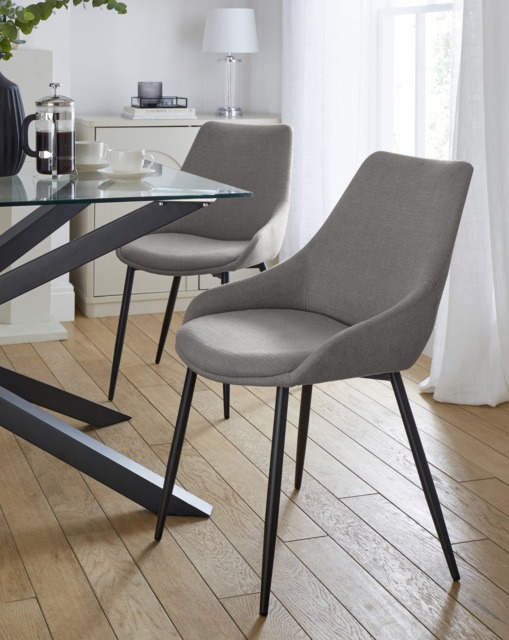 Etta Fabric Pair of Dining Chairs Grey - JD Williams - image 1