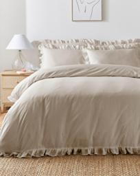 Appletree Cassia Frill Duvet Cover Set Natural - Appletree - Size: SINGLE