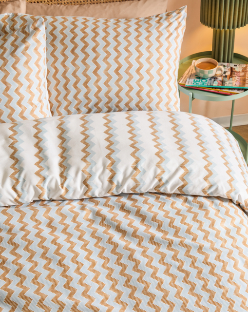 Izzie Reversible Duvet Cover Set Blue/Caramel - Size: DOUBLE - image 1