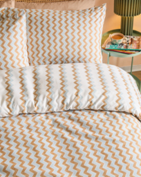 Izzie Reversible Duvet Cover Set Blue/Caramel - Size: DOUBLE - thumbnail 1