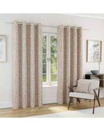 Sherwood Leaf Jacquard Lined Curtains Natural - Enhanced Living - Size: 117 x 137cm - thumbnail 1