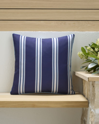 Tile Print Outdoor Cushion with Stripe Blue - JD Williams