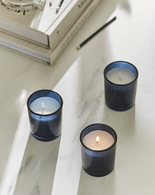 Hydrangea & Jasmine Set of 3 Votives Blue - Candlelight - image 1