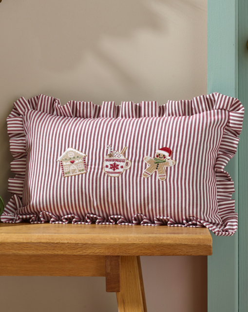 CL Xmas Gingerbread Striped Cushion Multi - Catherine Lansfield - Size: 30X50 - image 1