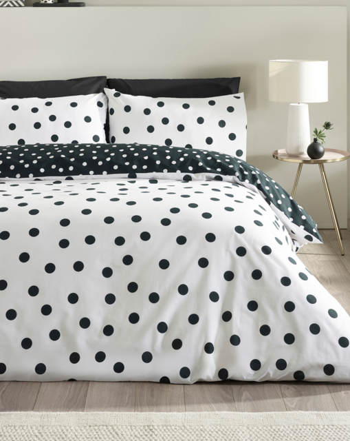 CL Polka Dot Duvet Cover Set Black/White - Catherine Lansfield - Size: KING - image 1