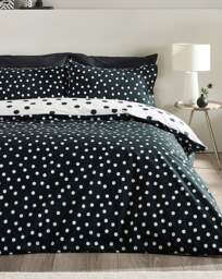 CL Polka Dot Duvet Cover Set Black/White - Catherine Lansfield - Size: KING - thumbnail 4