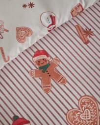 CL Xmas Gingerbread Stripe Duvet Set Natural - Catherine Lansfield - Size: SINGLE - thumbnail 2