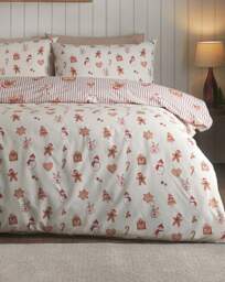 CL Xmas Gingerbread Stripe Duvet Set Natural - Catherine Lansfield - Size: SINGLE - thumbnail 3