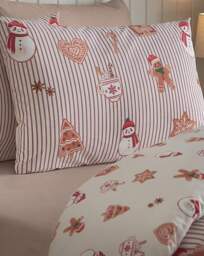 CL Xmas Gingerbread Stripe Duvet Set Natural - Catherine Lansfield - Size: SINGLE - thumbnail 4