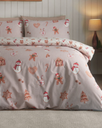 CL Xmas Gingerbread Stripe Duvet Set Natural - Catherine Lansfield - Size: SINGLE - thumbnail 1