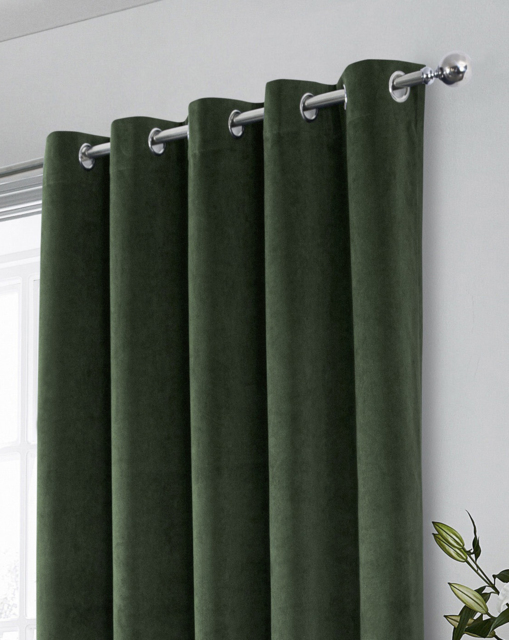 Hampton Velvet Curtain Green - Enhanced Living - Size: 117 x 183cm - image 1
