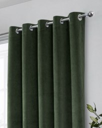 Hampton Velvet Curtain Green - Enhanced Living - Size: 117 x 183cm - thumbnail 1