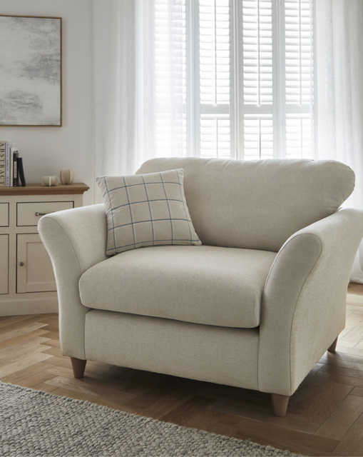 Clover Fabric Snuggle Chair Natural/Blue - JD Williams