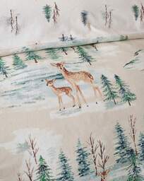 CL Brushed Christmas Deer Duvet Set Natural - Catherine Lansfield - Size: SINGLE - thumbnail 4