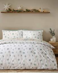 CL Brushed Christmas Deer Duvet Set Natural - Catherine Lansfield - Size: SINGLE - thumbnail 5