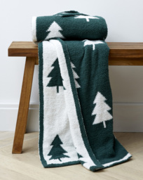 Christmas Trees Knit Throw Green/White - JD Williams - thumbnail 1