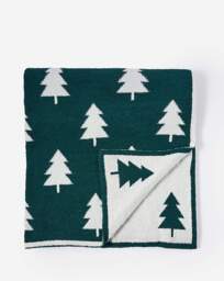 Christmas Trees Knit Throw Green/White - JD Williams - thumbnail 3