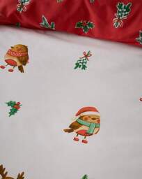 CL Christmas Robins Duvet Cover Set RED - Catherine Lansfield - Size: KING - thumbnail 3