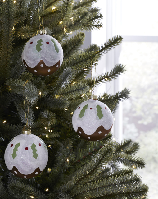 Gisela Graham 3 Christmas Pud Baubles Brown - Gisela Graham - image 1