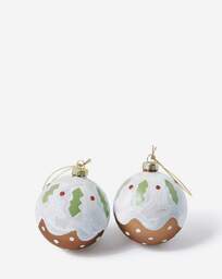 Gisela Graham 3 Christmas Pud Baubles Brown - Gisela Graham - thumbnail 2