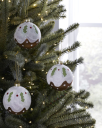 Gisela Graham 3 Christmas Pud Baubles Brown - Gisela Graham