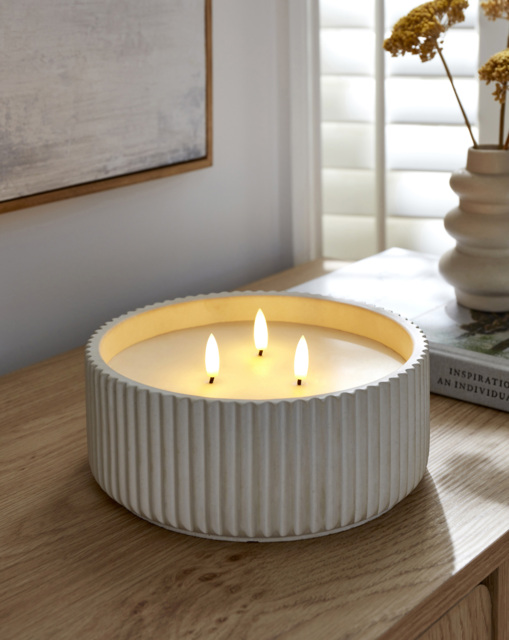 Large LED Textured Candle Cream - JD Williams - image 1