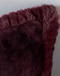Velvet Faux Fur Cosy Cushion Plum - Catherine Lansfield - Size: 55X55CM - thumbnail 5