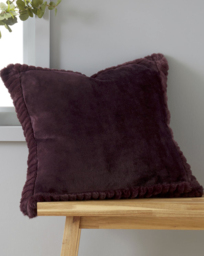 Velvet Faux Fur Cosy Cushion Plum - Catherine Lansfield - Size: 55X55CM