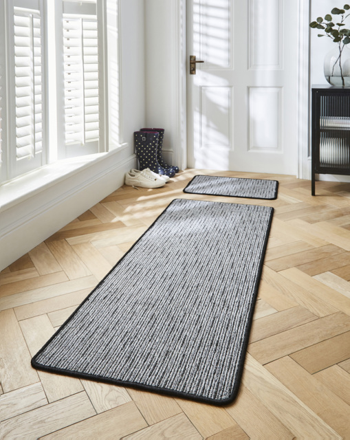 Stripe Washable Runner & Doormat Set Grey - Homemaker - Size: 57X180 - image 1