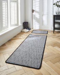 Stripe Washable Runner & Doormat Set Grey - Homemaker - Size: 57X180 - thumbnail 1