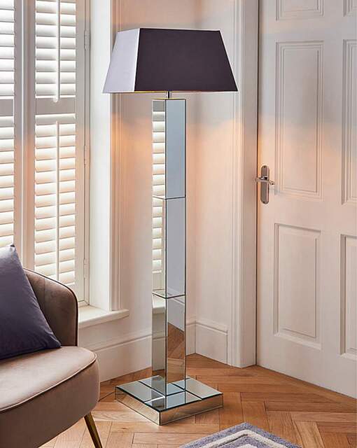 Joanna Hope Mia Mirrored Floor Lamp Silver - Joanna Hope - image 1