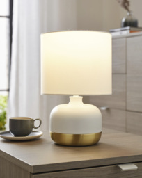 White and Gold Touch Table Lamp White - Searchlight - thumbnail 1