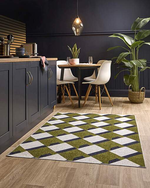 Kyoto Washable Easy-Care Rug Cream/Green - Origins - Size: 80X150 - image 1