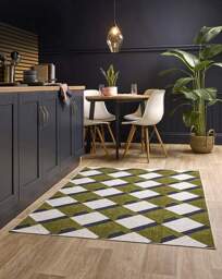 Kyoto Washable Easy-Care Rug Cream/Green - Origins - Size: 80X150 - thumbnail 1