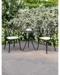 Charles Bentley Cast Alu Bistro Set Black - Charles Bentley - thumbnail 1