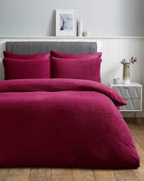 Cosy Cuddle Fleece Duvet Set Claret - JD Williams - Size: DOUBLE