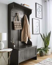 Kingston Hallway Storage Unit Grey/Oak Effect - At Home Collection - thumbnail 2
