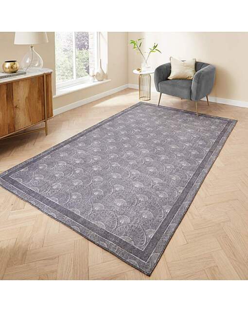 Catherine Lansfield Peacock Washable Rug Grey - Catherine Lansfield - Size: 76x150 - image 1