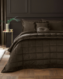 CL Kingsley Matt Velvet Duvet Set Chocolate - Catherine Lansfield - Size: SINGLE