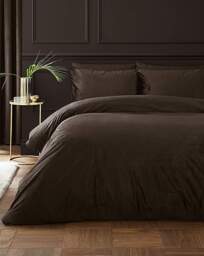 CL Kingsley Matt Velvet Duvet Set Chocolate - Catherine Lansfield - Size: SINGLE - thumbnail 2