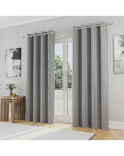 Supersoft Eyelet Curtains Grey - Enhanced Living - Size: 167 x 137cm - image 1