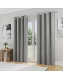 Supersoft Eyelet Curtains Grey - Enhanced Living - Size: 167 x 137cm - thumbnail 1