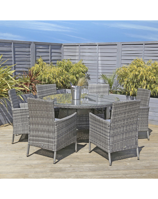 6 Seater Rattan Dining Set Grey - Charles Bentley - image 1