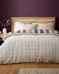 CL Autumn Check Duvet Cover Set Plum - Catherine Lansfield - Size: DOUBLE - thumbnail 5