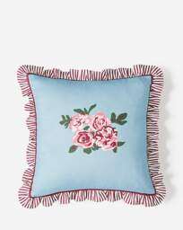 Bella Cushion with Striped Ruffled Edges Duck EGG - JD Williams - Size: 45X45CM - thumbnail 2