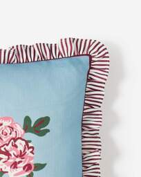 Bella Cushion with Striped Ruffled Edges Duck EGG - JD Williams - Size: 45X45CM - thumbnail 3